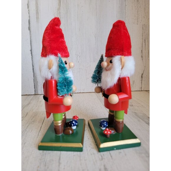 Gnome mushroom Nutcracker set unique elf Decor wooden Xmas - Picture 7 of 8